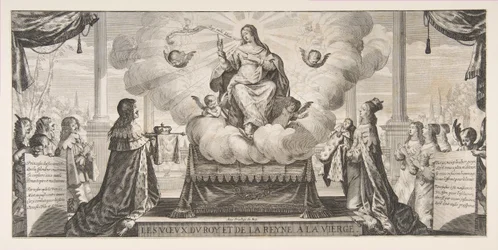 Almanaque de 1639: Luis XIII y Ana de Austria confiando el reino y el príncipe, 1639