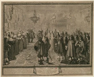 Ceremonia celebrada con motivo del contrato matrimonial celebrado en Fontainebleau en presencia de Sus Majestades entre Vladislao IV, rey de Polonia y Suecia [...]