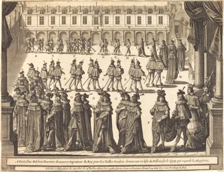 Marcha del Rey y los Caballeros del Espíritu Santo en el patio de Fontainebleau