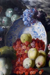 Flores, frutas, pájaros
