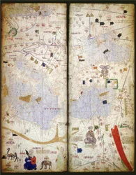 Atlas catalán, hojas 7 y 8, 1375