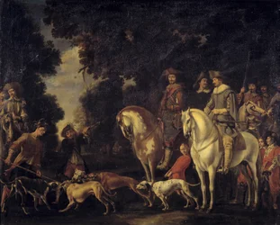 Caza del jabalí. Pintura de Abraham Hondius (1625-1695)