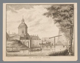 Vista del Morspoort en Leiden The Morsch Gate (título sobre el objeto)