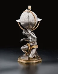 Dos globos terráqueos y celestes excepcionales, sostenidos por Hércules y Atlas, Augsburgo, 1697-99