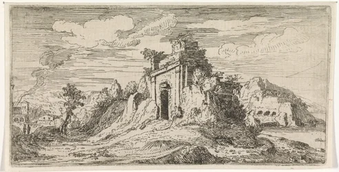Paisaje con las ruinas de una puerta