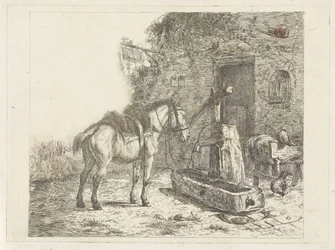 Caballo frente a una posada