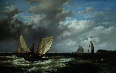 Paisajes costeros con barcos de pesca
