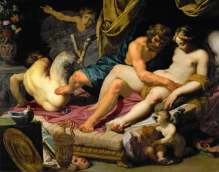 Hércules expulsa a Pan del lecho de Onfalia (óleo sobre lienzo)