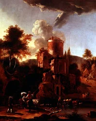 Paisaje italiano con ruinas