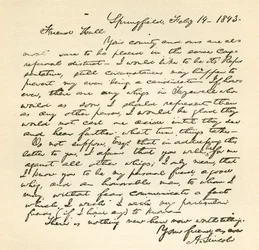 Carta de Abraham Lincoln a Alden Hall, fechada el 14 de febrero de 1843