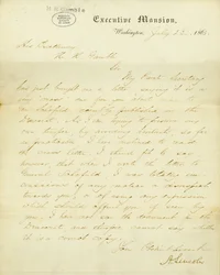 Carta firmada por A. Lincoln, Mansión Ejecutiva, Washington, a Su Excelencia, H.R. Gamble, 23 de julio de 1863