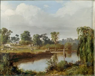 Río con velero (campiña australiana, zona de Melbourne)