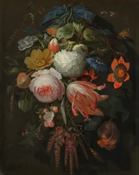 Un ramo colgante de flores, probablemente 1665-1670