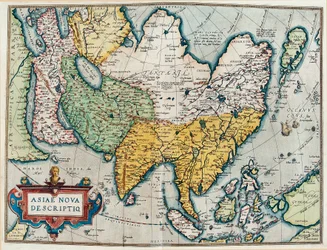 Descripción del continente asiático, mapa geográfico de “Theatrum Orbis Terrarum”
