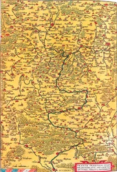 Franciae Orientalis (Vulgo/Franckenlant) Descriptio, Auctore, Sebast. A. Rotenhan Mapa geográfico del territorio de Franconia en Alemania con la ciudad de Frankfurt (también la ciudad de Karlstadt...) tomado de 