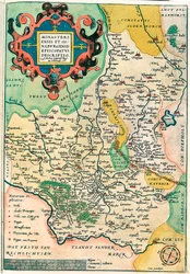 Franciae Orientalis: Monasteriensis Et Osnaburgensis Episcopatus Descriptio Mapa geográfico de Franconia en Alemania de “Theatrum Orbis Terrarum” de Abraham Ortelius