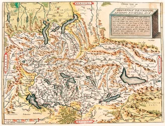 Mapa geográfico de los Alpes suizos y franceses incluyendo lagos de 