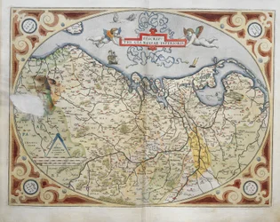 Mapa de los Países Bajos, del Theatrum Orbis Terrarum de Abraham Ortelius