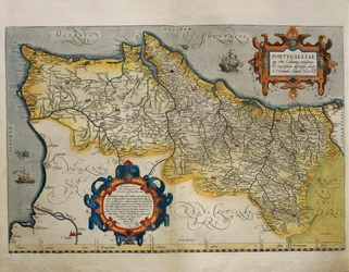 Mapa de Portugal, del Theatrum Orbis Terrarum de Abraham Ortelius