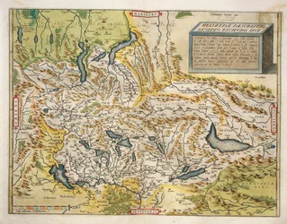 Mapa de Suiza, de Theatrum Orbis Terrarum por Abraham Ortelius