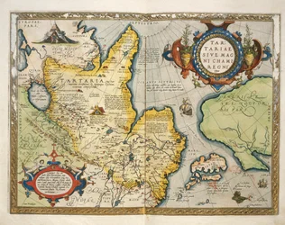 Mapa de Tartaria, Asia Norte-Central, del Theatrum Orbis Terrarum por Abraham Ortelius