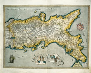 Mapa del Reino de Nápoles, Italia, de Theatrum Orbis Terrarum por Abraham Ortelius