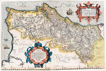 Mapa geográfico de Portugal del “Theatrum Orbis Terrarum” por Abraham Ortelius (Oertel, Ortell o Ortel)