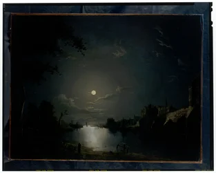 Paisaje fluvial a la luz de la luna