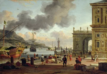 Escena de puerto mediterráneo