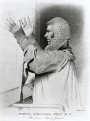 Henry Brougham Esq MP, el Fiscal General de la Reina, grabado por T.Wright, 1821
