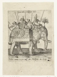 Indios en un elefante de guerra