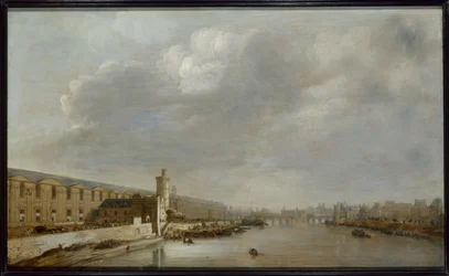 La Gran Galería del Louvre con la Puerta Nueva y la Tour du Bois, hacia 1640 (óleo sobre madera)