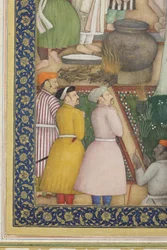 (detalle) del emperador Jahangir con hombres santos en un jardín, c.1615