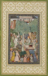 Emperador Jahangir con hombres santos en un jardín, c.1615