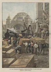 En la víspera de la apertura de la Exposición Internacional de Milán, la descarga de los objetos