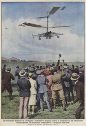 En el aeropuerto militar de Ciampino, el helicóptero italiano logra elevarse y descender