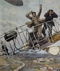 Catástrofe del dirigible De Bradski cerca de París, Francia, ilustración por Achille Beltrame para La Domenica del Corriere, 26 de octubre