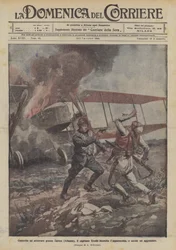 Obligado a aterrizar cerca de Zarnec (Albania), el capitán Ercole incendia el aparato y mata a un agresor