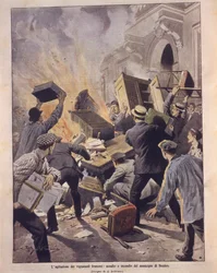 Ilustración de portada de los viticultores incendiando el Ayuntamiento de Beziers durante los levantamientos en Francia