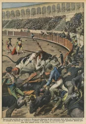 Durante una corrida en Zaragoza (España), un toro enfurecido por las heridas de