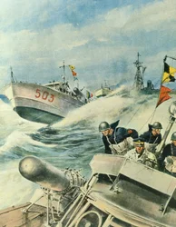 Lanchas rápidas de la marina italiana patrullando el área del Mar Mediterráneo, 12 de septiembre