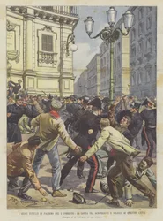 Los graves disturbios de Palermo del 3 corriente, la lucha entre huelguistas y soldados en Quattro Canti