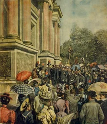 Inauguración de la primera Exposición Internacional de Arte en Venecia, de La Domenica del Corriere, 30 de abril de 1899