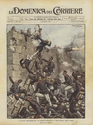 La guerra ruso-japonesa, un episodio del asedio de Puerto Arturo, bajo las murallas