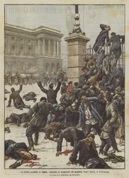 La revuelta popular en Rusia, asesinato de huelguistas en el barrio Vassili Ostrof de San Petersburgo