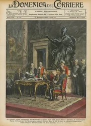 La solemne sesión inaugural de la Academia de Italia, en la sala de los Horacios y Curiacios, en el Capitolio