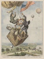 El aerostato americano Conqueror que cae desde 300 metros durante la carrera por la copa Gordon Bennet, en Berlín