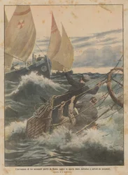 La aventura de tres aeronautas que partieron de Roma, cayeron en el mar Adriático y fueron rescatados por pescadores