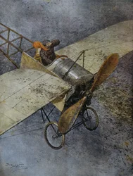Avión de Mauvaise estrellándose tras ser golpeado por enjambres de langostas, cerca de Madrid, España, ilustración de Achille Beltrame de La Domenica del Corriere, 3 de junio