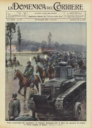 En la conmemoración del cumpleaños de Vittorio Emanuele III, el Duce ha pasado revista a las Fuerzas Armadas de Roma